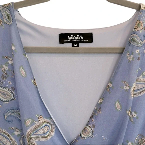 Lulu’s Wondrous Water Lilies Periwinkle Blue Paisley Print Dress - Size M - Picture 3 of 8